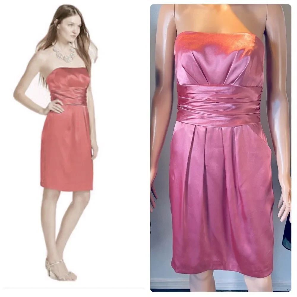 David’s Bridal Short Charmeuse Ruched Dress Size 6